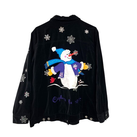 The Quacker Factory Christmas Jacket Womens 1X Used Snowman Capture the Magic - Picture 2 of 14